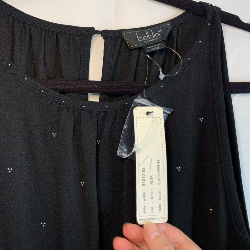 NWoT Belldini Women’s Black Embellished High Neck Midi Dress, size M - Picture 4 of 14